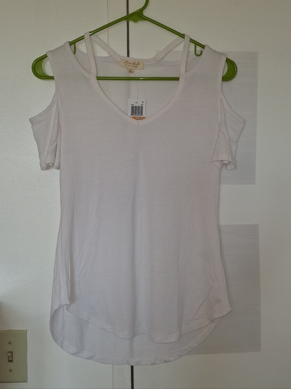 Rainbow White Top Cold Shoulder SizeSmall NWT